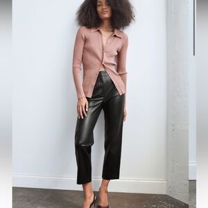 Babaton Command Cropped Vegan Leather Pants size 4